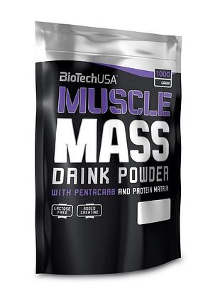 Гейнер для набора мышечной массы высокоуглеводный с креатином biotech muscle mass 1 кг