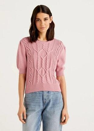Нежный вязаный джемпер united colors of benetton с коротким рукавом.