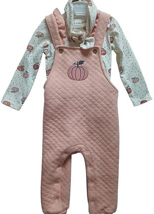 Костюм тройка pl baby девочке 18 мес (80-86 см) теплый полукомбинезон боди - состояние идеал!