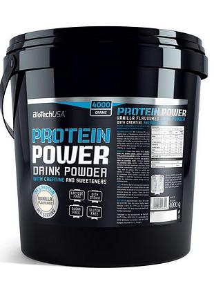Комплексный протеин для роста мышц и похудения biotech protein power 4 кг клубника-банан