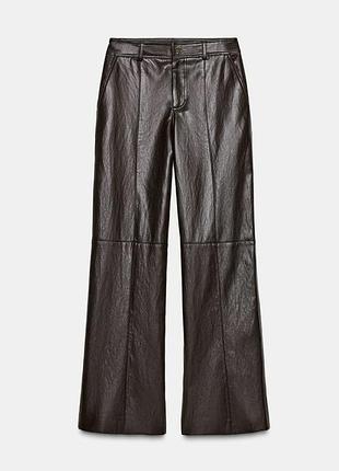 Брюки жіночі zara шкіряні, коричневі