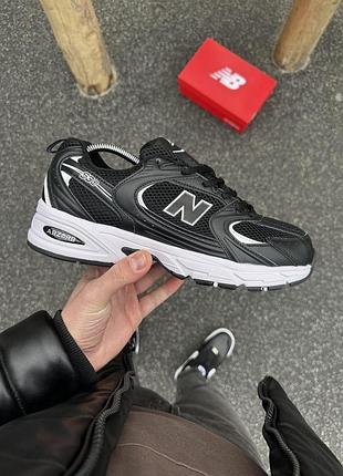 Зимние кроссовки new balance 530 (черно-белые)