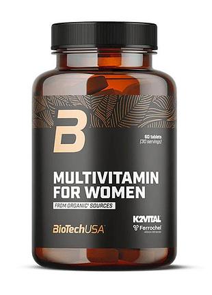 Витамины для женщин для волос, кожи и иммунитета biotech multivitamin for women organic 60 таблеток