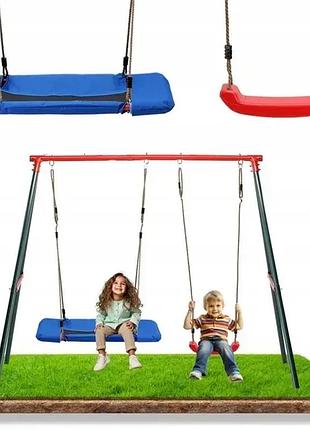 Дитяча вулична гойдалка garden line kre1111 2-в-1 290×180×200 см: сидіння + гніздо до 100 кг