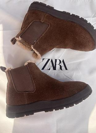 Черевики унісекс zara демісезонні замшеві коричневі