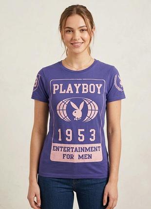 Жіноча синя футболка playboy, розмір m