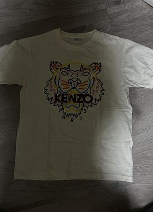 Футболка унісекс kenzo з тигровим принтом, біла