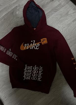 Худі унісекс nike бордове з принтом