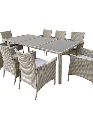Комплект садовой мебели gardenline abi3661: стол + 8 кресел, серый техноротанг