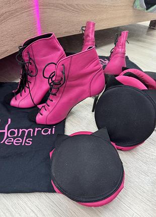 Жіночі туфлі shamrai high heels для танців, рожеві +  наколінники