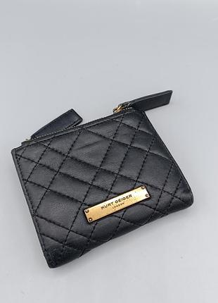 Женский черный кожаный стеганый кошелек-мини kurt geiger london