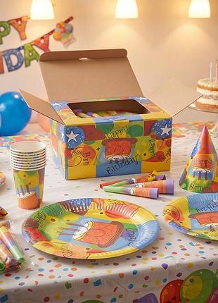 Набор праздничной посуды и аксессуаров happy birthday на 10 персон
​