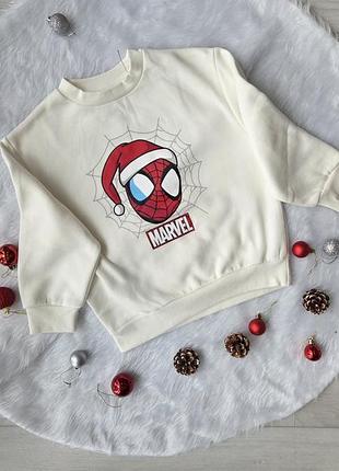 Світшот для хлопчика primark marvel людина-павук, молочний, розмір 116 (5-6 років), утеплений