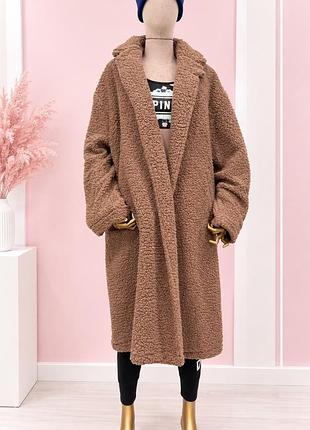 Пальто жіноче victoria’s secret pink тедді коричневе