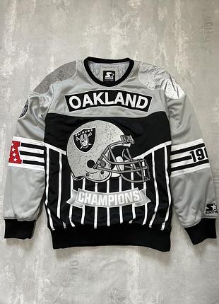 Куртка starter oakland raiders / куртка raiders / вітровка starter / куртка nfl oakland raiders starter vintage / black label / бомбер raiders / кофта