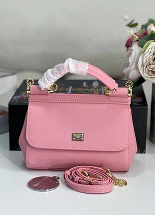 Dolce gabbana  рожева сумка dg sicily pink 20*18,5*10 в комплекті : пильник , картки , довгий плечовий пояс,  присутній qr код