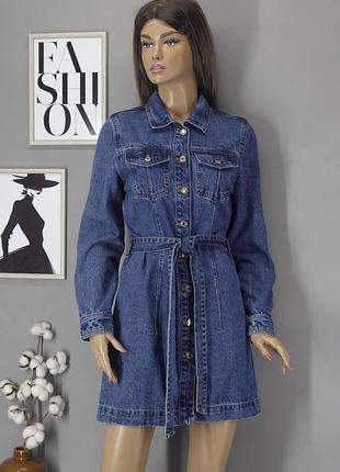 Нове брендове синє джинсове плаття з довгим рукавом "denim co". розмір uk10/eur38.