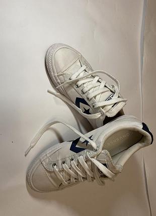 Кеди унісекс converse білі з синім логотипом 35 розмір