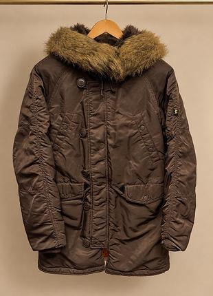Парка унісекс alpha industries n-3b зимова, коричнева, розмір s