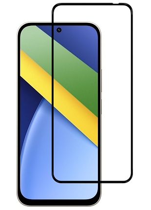 Захисне скло lux для poco c95 pro повна проклейка чорний