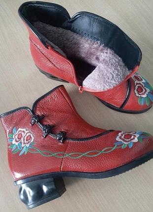 Черевики зимові, вінтаж, вишивка, теплі, 24,5 см стелька, 38 розміру
