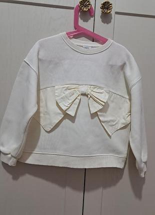 Кофта для дівчинки zara біла з бантом