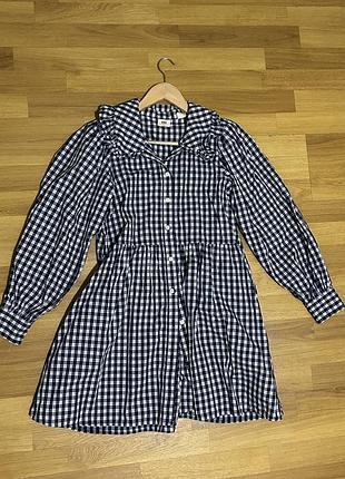 Коротка сукня жіноча levi’s бавовняна у синьо-білу клітинку