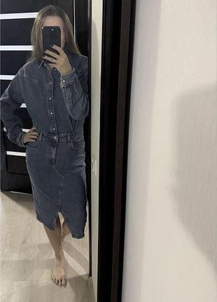 Джинсова міді сукня pepe jeans стильна жіноча синя джинсова сукня
