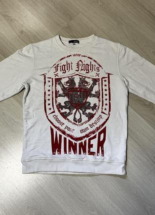 Білий чоловічий світшот fight nights «winner»