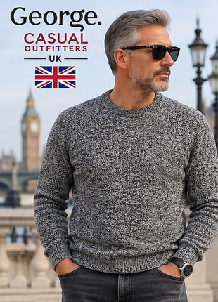 Чоловічий светр george casual outfitters m / 48 — теплий меланжевий джемпер, англія, стиль casual