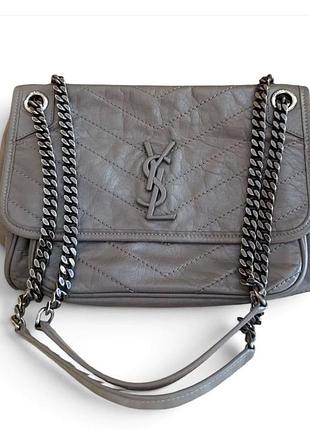 Сумка для жінок saint laurent сіра стьобана