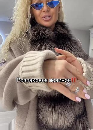 Пальто кашемир loro piano с лисой 4
