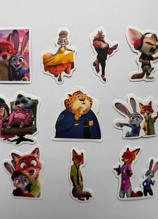 Набор наклеек стикерпак по мультфильму зверополис zootopia – джуди хоппс, ник уайлд, 10 шт
