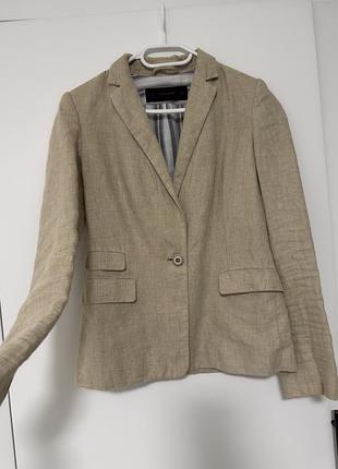 Жіночий піджак zara basic лляний пісочний