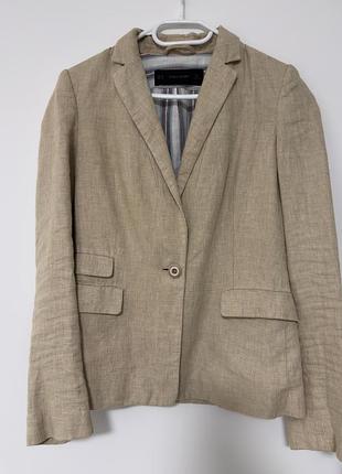 Жіночий піджак zara basic лляний пісочний 2