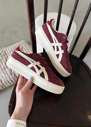 Жіночі кросівки asics onitsuka tiger tokuten burgundy beige platform | 36–40