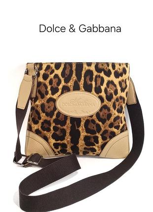 Сумка через плечо dolce & gabbana leopard print canvas crossbody bag винтаж оригинал