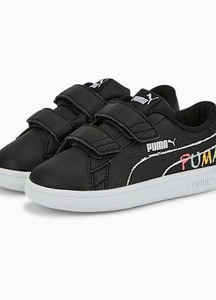 Кросівки кеди для дітей puma smash v2 home school v ps чорні