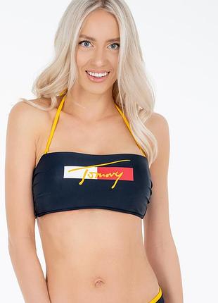 Топ верх от женского купальника-бандао (bandeau) с желтыми завязками tommy hilfiger