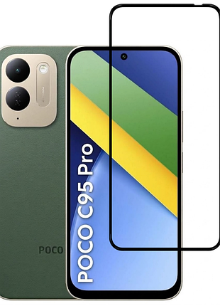 Захисне скло fiji premium для poco c95 pro повне проклеювання anti-static чорний