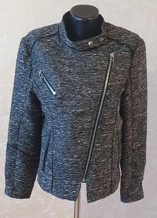 Твідова куртка-косуха h&m, розмір m-l (eur 40), чорно-білий меланж