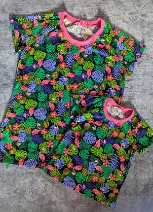 Яркие летние футболочки family look, одинаковые футболки