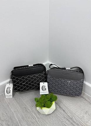 Сумка мужская через плечо goyard черная серая эко кожа борсетка мессенджер | суика гоярд мужская