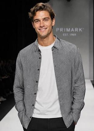 Рубашка мужская primark серая xl 100% хлопок