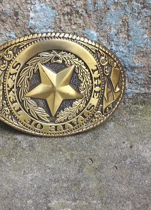 Вінтажний чоловічий овальний металевий ремінь goldtone з пряжкою the state of texas