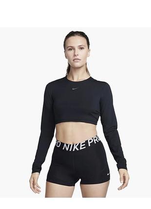 Топ женский nike pro dri-fit womens cropped long-sleeve top black