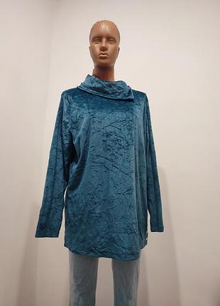 Ізумрудна велюрова туніка світшот батал peruna marks & spencer вільний крій розмір 56-60