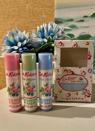 🇬🇧 cath kidston та heathcote & ivory подарунковий набір з 3-х бальзамів для губ