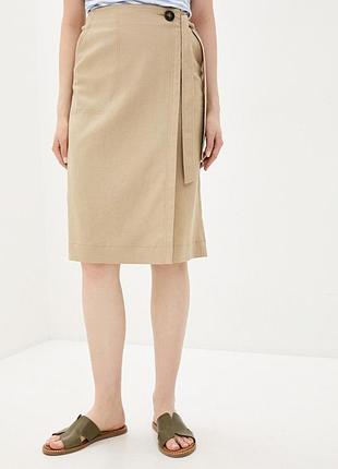 Міді спідниця жіноча marks & spencer бежева лляна