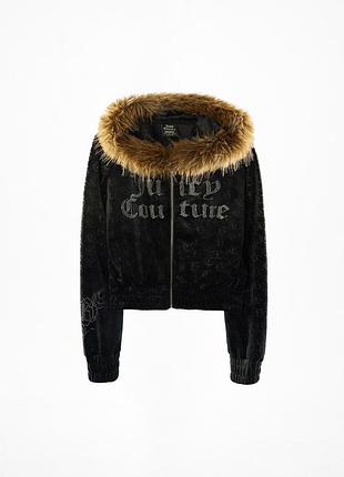 Juicy couture x bershka з штучним хутром чорний зі стразами